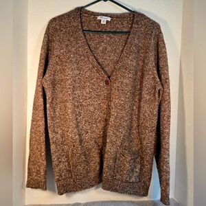 The Tog Shop Cozy Brown Knit Cardigan, Buttoned, XL